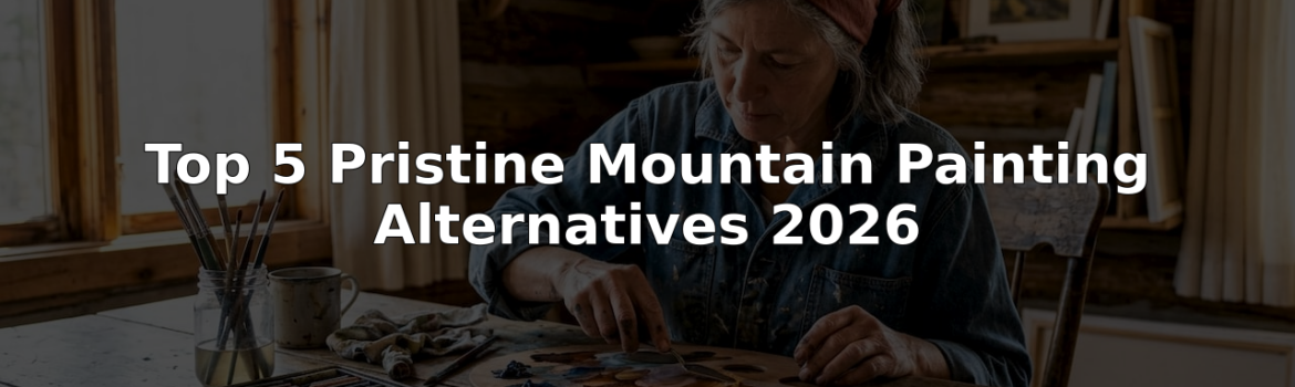 Artist mixing paints for mountain landscape alternatives