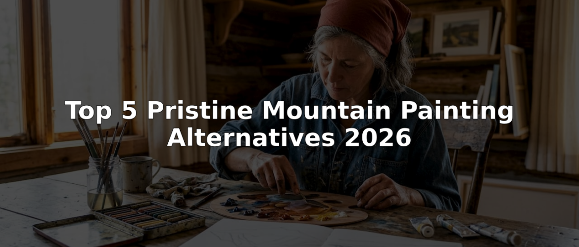 Artist mixing paints for mountain landscape alternatives