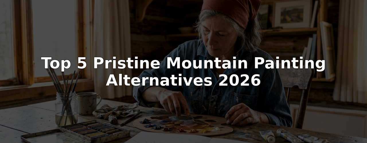 Artist mixing paints for mountain landscape alternatives