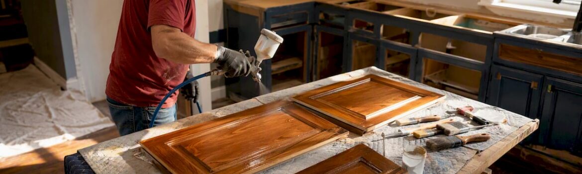 updating kitchen for home resale value Denver cabinet refinishing before after