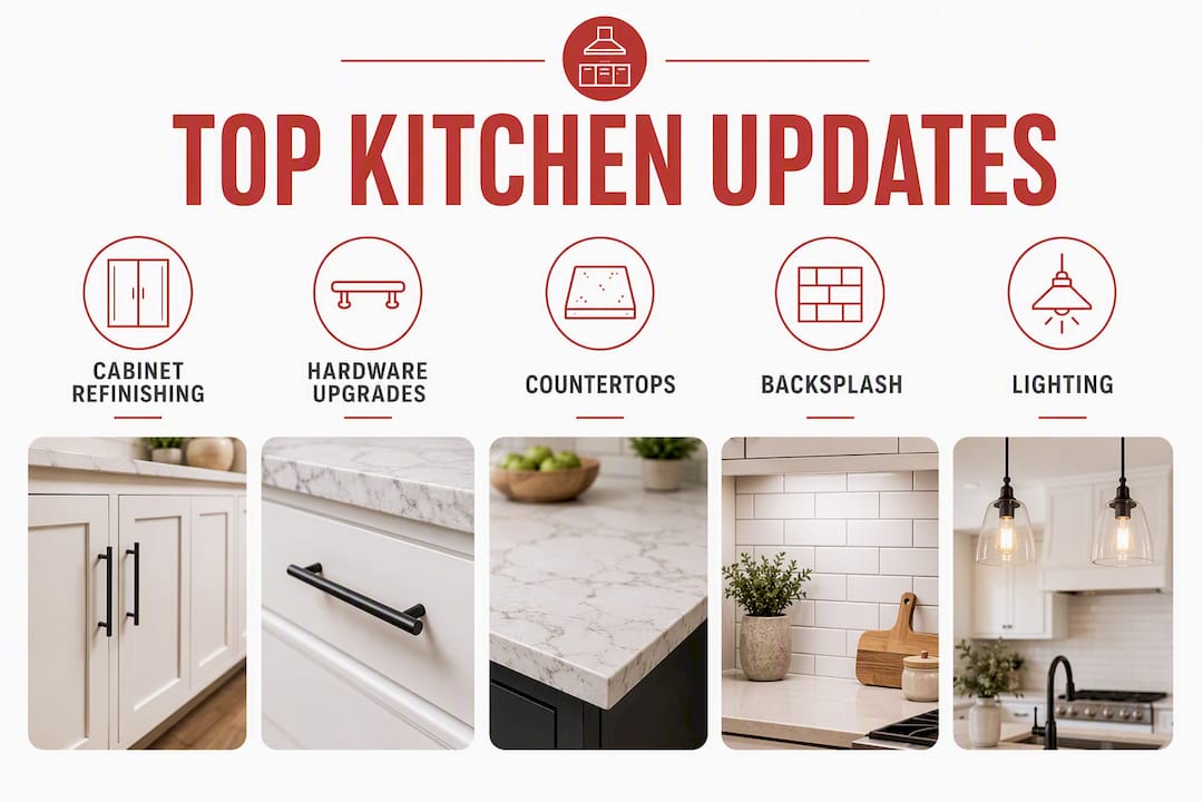 Infographic illustrating top ROI kitchen updates