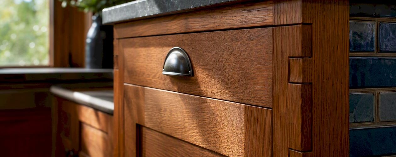 Close-up of Craftsman kitchen cabinet door detail