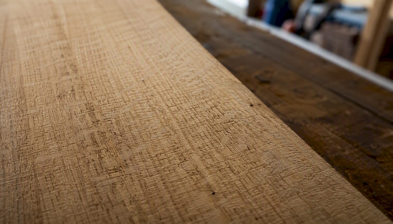Quartersawn white oak wood grain close-up