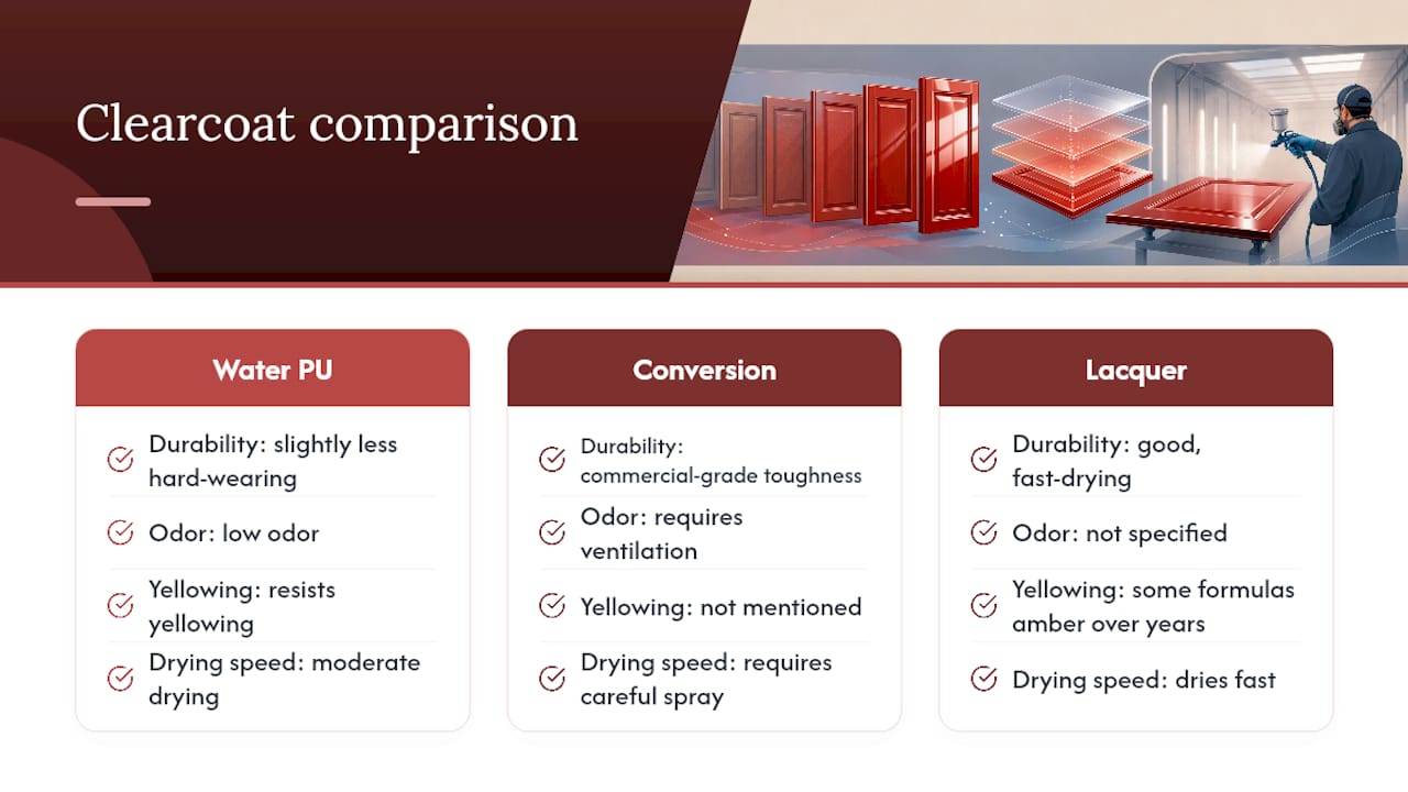 Diagram comparing clearcoat types and properties