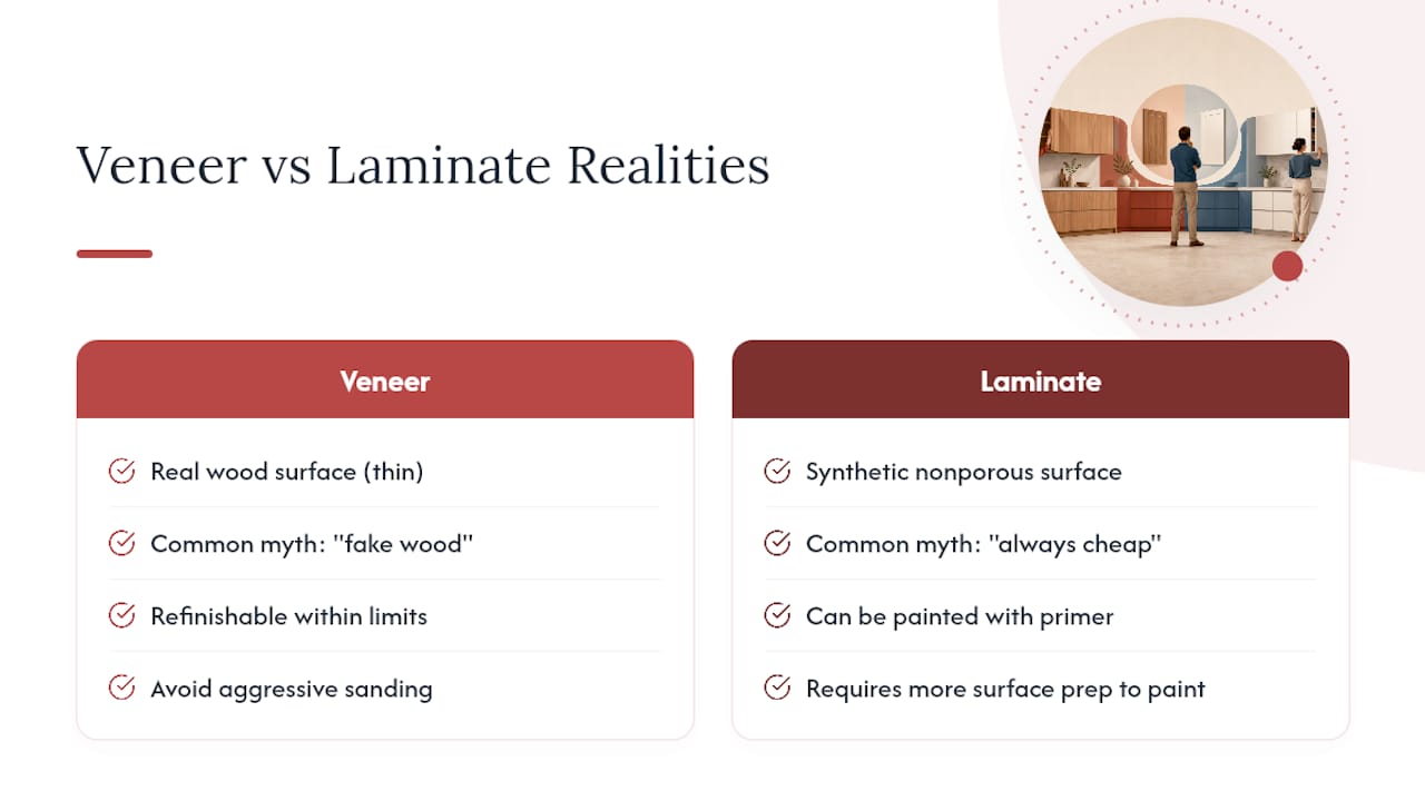 Common Misconceptions About Veneer and Laminate Cabinets — overview diagram