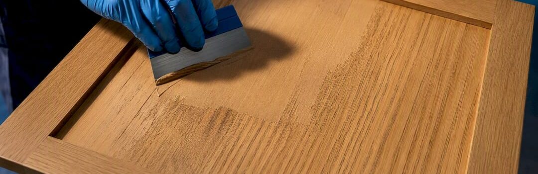 Applying filler across oak cabinet grain