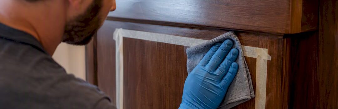 Homeowner preparing kitchen island for refinishing