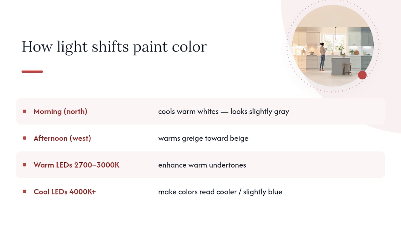 Lighting conditions changing cabinet color appearance