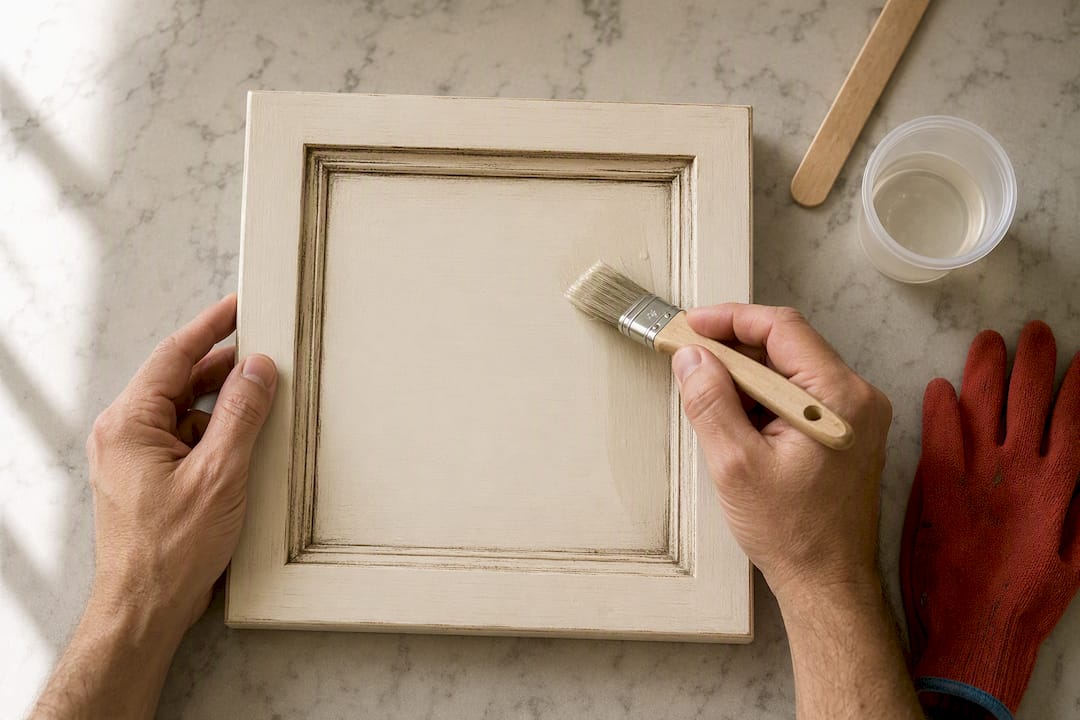 Topcoat tested over glazed wood panel