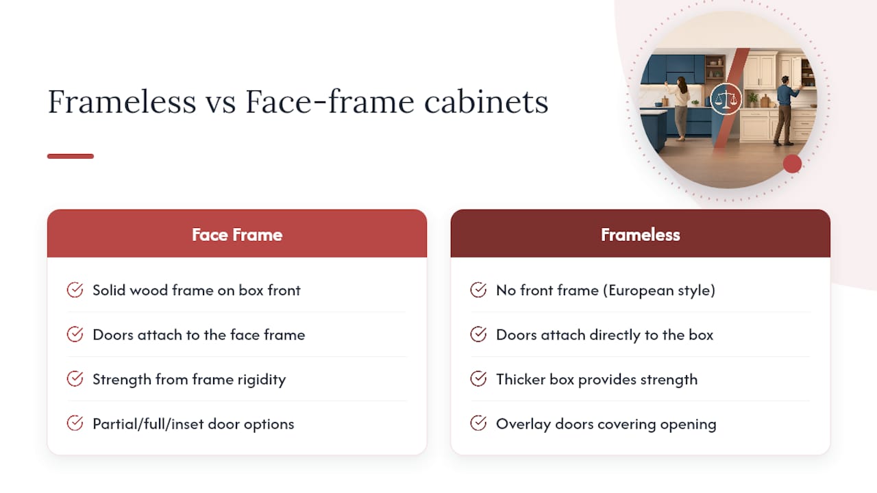 Framed and frameless cabinet construction comparison