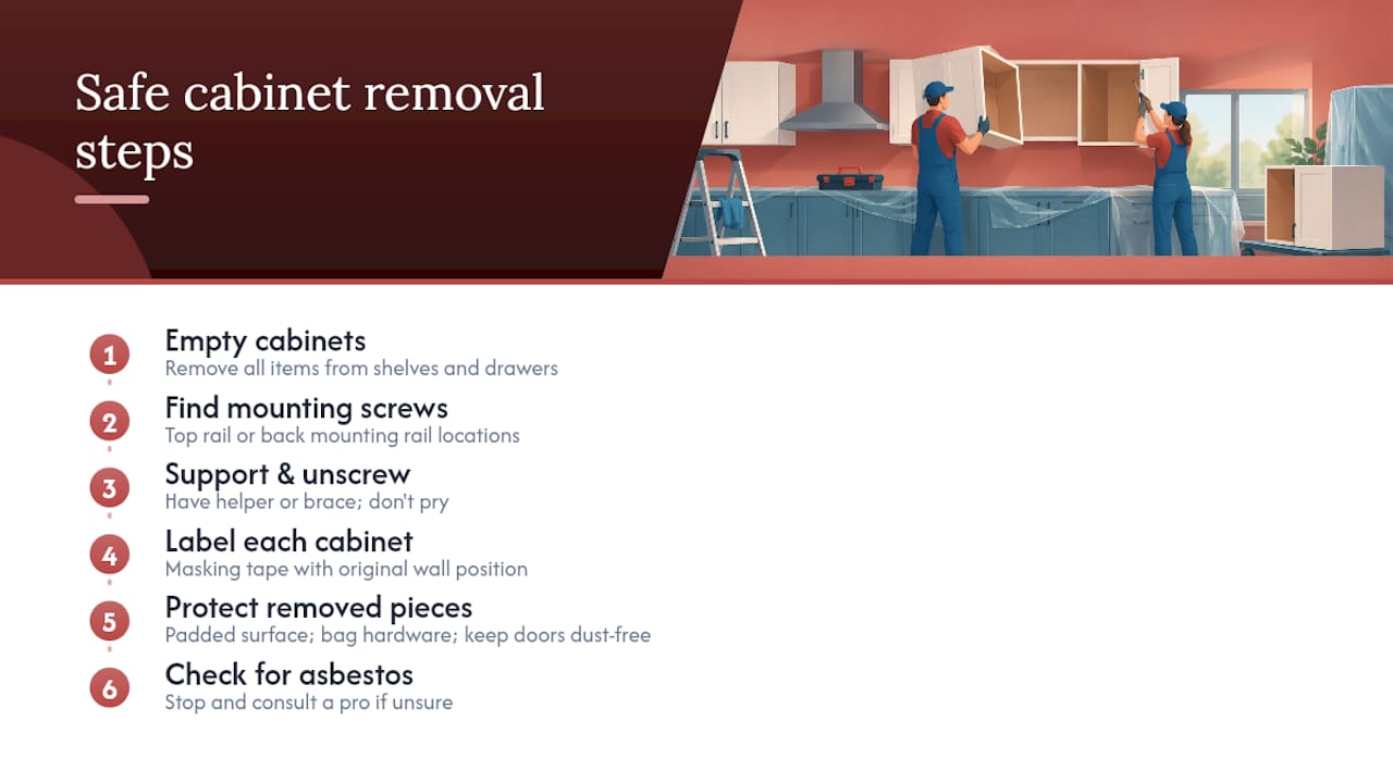 Safe step-by-step melamine cabinet removal process